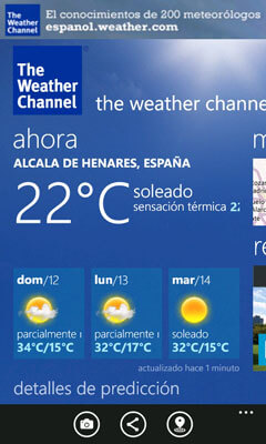 Captura de pantalla de The Weather Channel