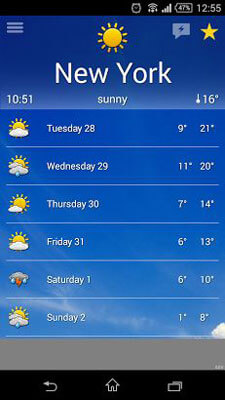 Capture d'écran de la météo