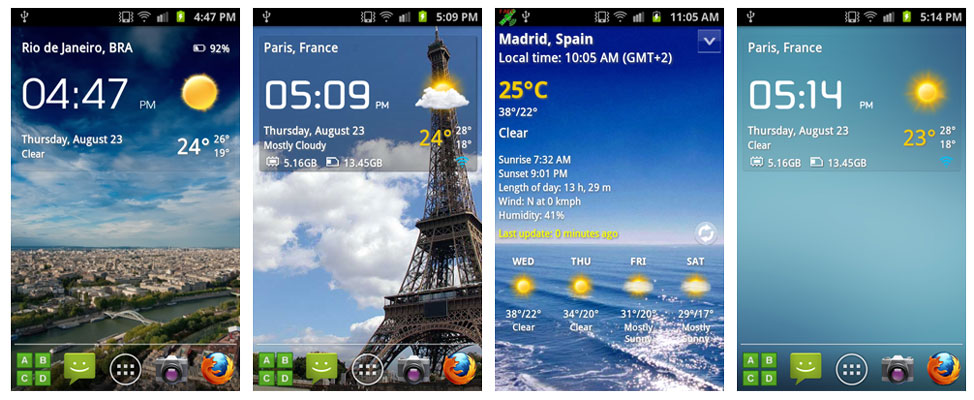 Screenshot trasparente di orologio e meteo