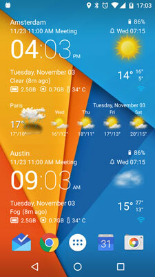 Screenshot trasparente di orologio e meteo