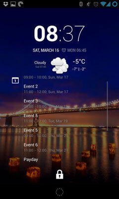 Captura de tela do widget de clima e relógio para Android