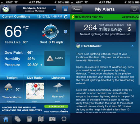 WeatherBug Skärmdump