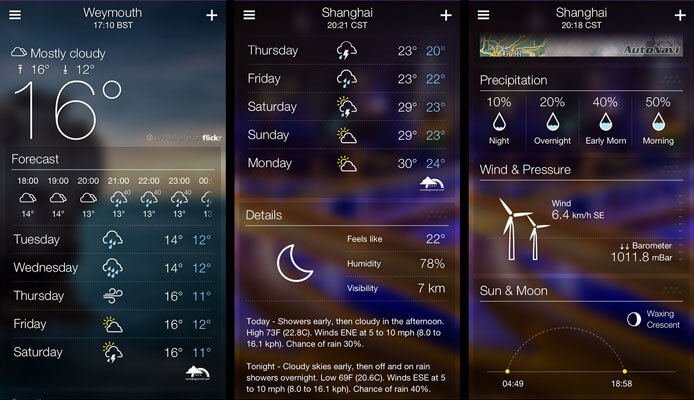 Screenshot Meteo di Yahoo