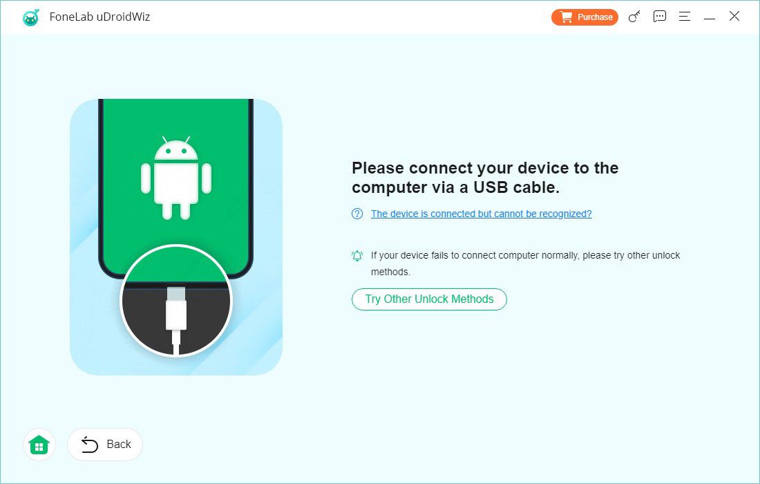 Connect Samsung device to remove screen password
