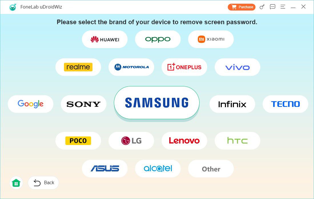 Remove Screen Password interface in FoneLab uDroidWiz