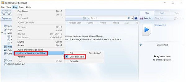 Add Subtitles to MKV with Windows Media Player