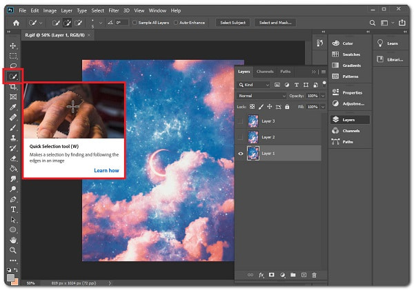 strumento di selezione rapida di Photoshop