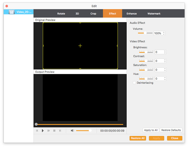 apply video effect