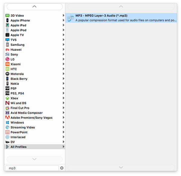 choose mp3 format