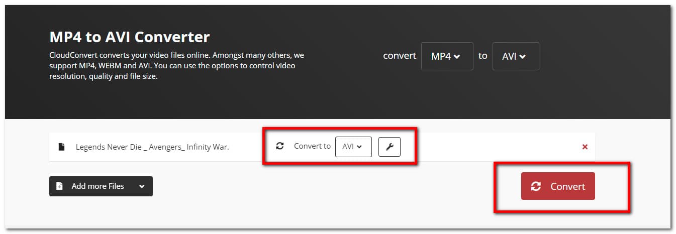 cloud convert convert button