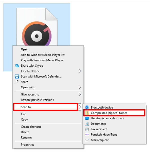 Comment compresser un fichier audio en cliquant avec le bouton droit