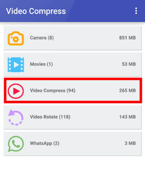 appuyez sur la fonction de compression vidéo