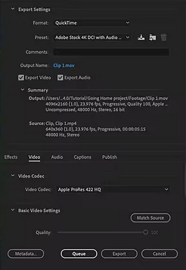 Convert HEVC to MP4 through Adobe Premiere Pro