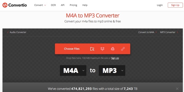 comvert m4a til mp3 online