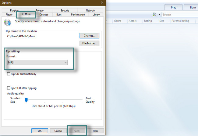 Choose the MP3 file format