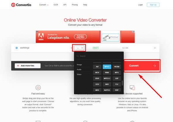 select MPEG from the available video formats