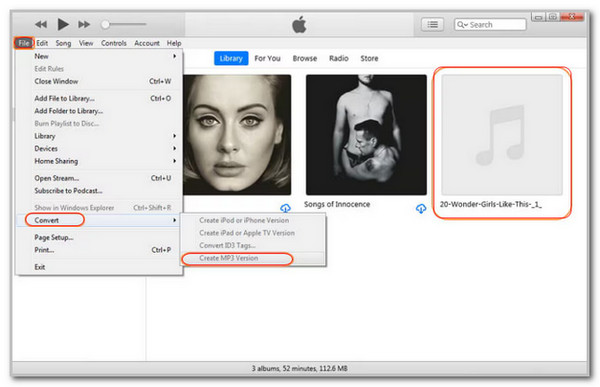 Click Create MP3 Version Button