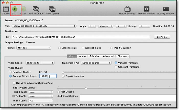 Comment convertir MXF en MP4 via Handbrake