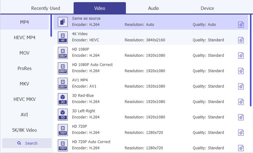Choose Output Format