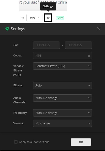 configuración de convertio