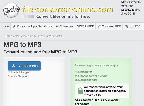 file converter online mpg to mp3
