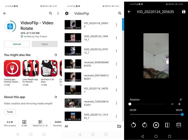 Flip Videos on Android using Third-Party App:</