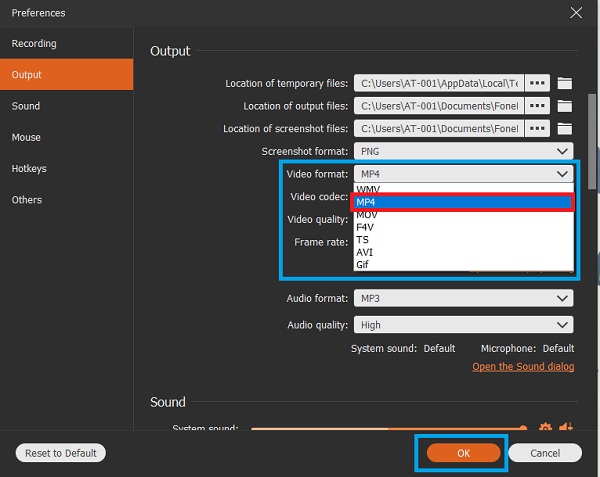 panel de configuración