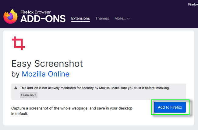 Click the Add to Firefox button