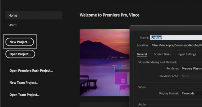 click the New Project button