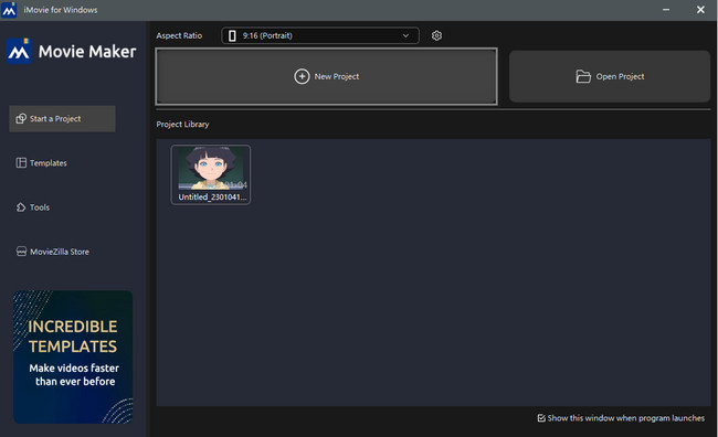 choose the New Project and upload a video