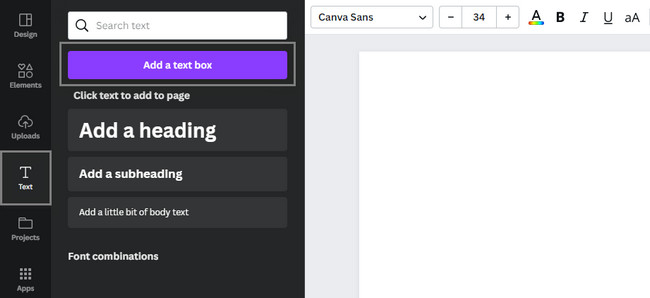 click the Text button