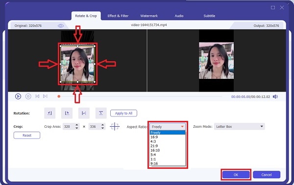 select an aspect ratio