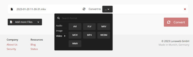 Select the MOV file on the options