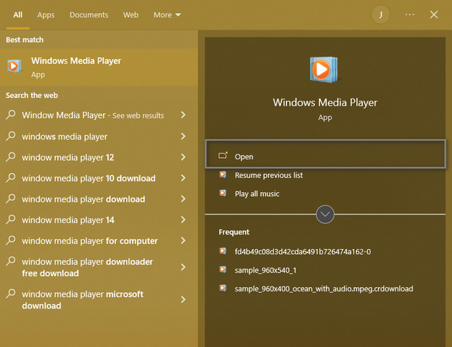 输入 Windows Media Player