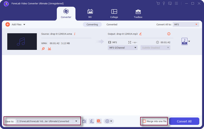 click the Merge Into One File button
