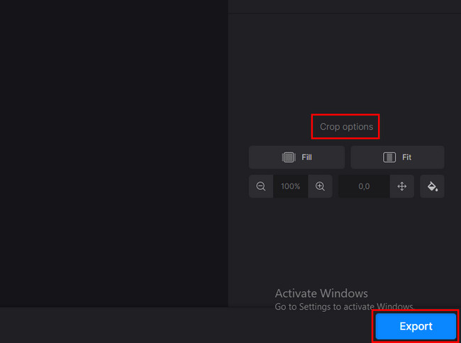 clicking the Export button