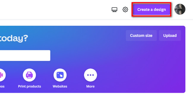 locate the Create A Design button