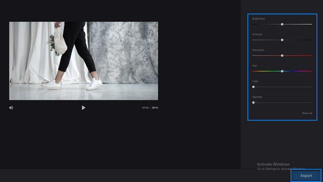 clicking the Export button