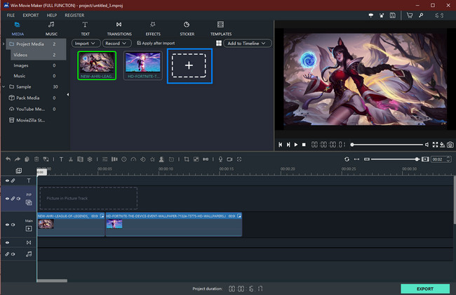 clicking the Plus button