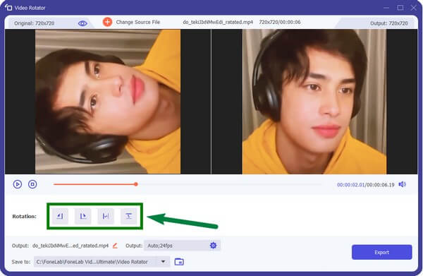 click the rotate buttons