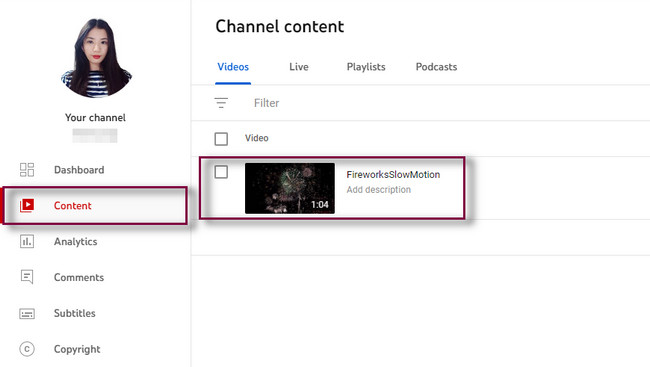 choose the Content button