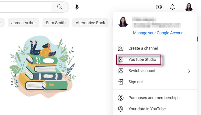 choose the YouTube Studio button