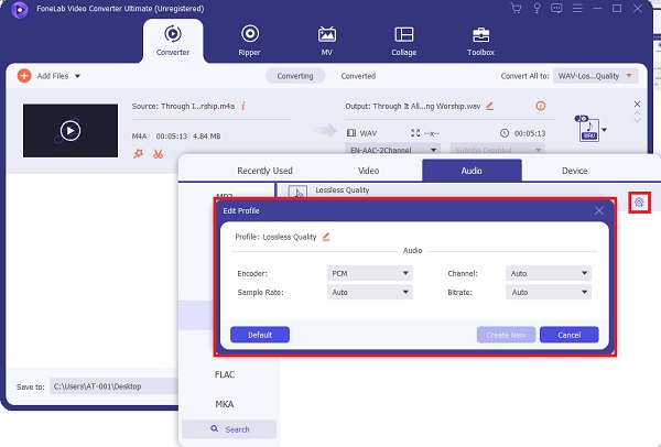 panel de configuración