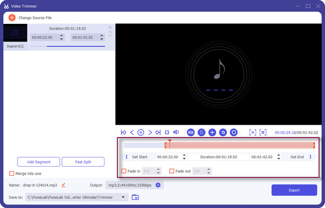 set the Fade In and Fade Out of the audio