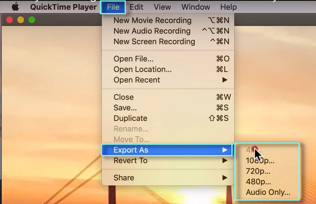 Choose the Export As button
