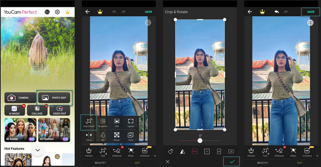 crop photo on youcam perfect