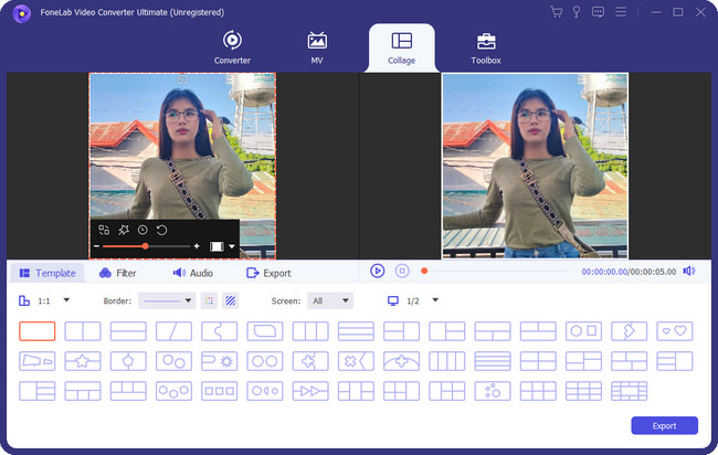 click export button