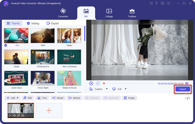 click export button