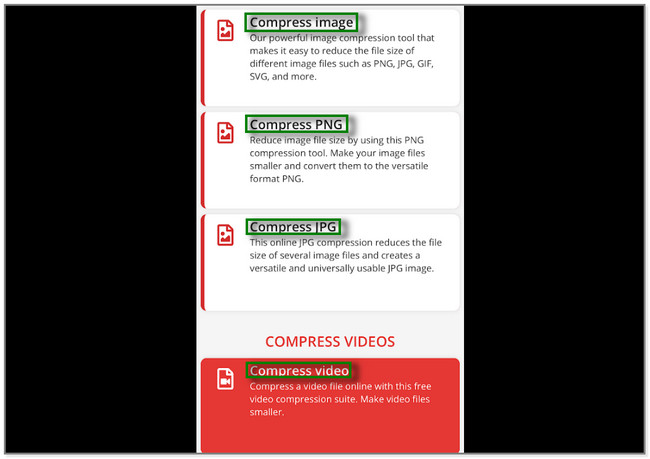 select the Compress Videos or Compress Photos section