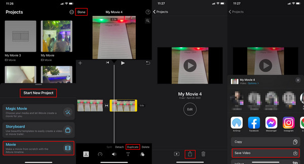 Zapętl wideo z iPhone'a przez iMovie